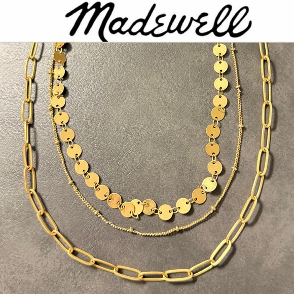 Madewell Jewelry - Madewell Gold Disc and Chain Necklace Trio Set